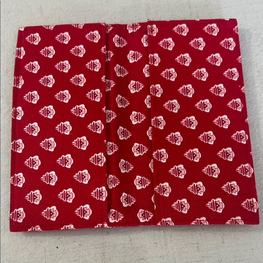 Vera Bradley Red Quilted Checkbook Cover with Pink Motif - Picture 2 of 3